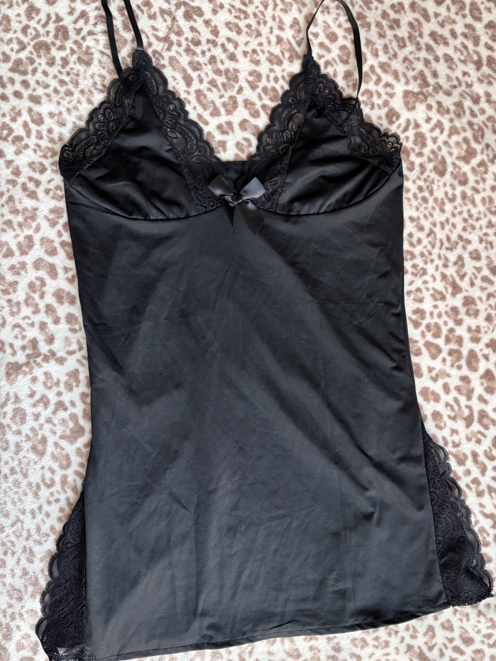 Black Lace Trim Sleep Slip